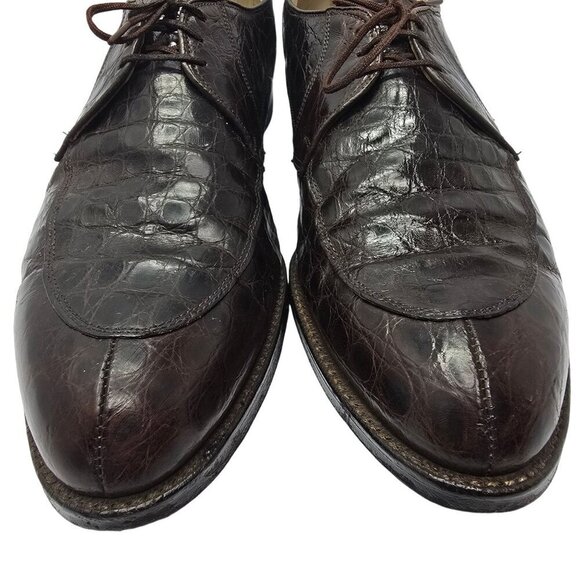 Nettleton Traditionals Vintage Brown Crocodiles Leather Oxfords, Men's 11.5B - Picture 2 of 9